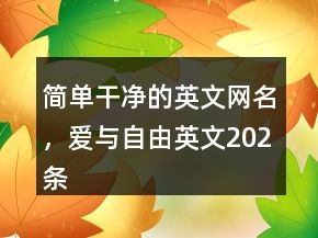 簡單干凈的英文網名，愛與自由英文202條