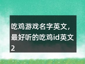 吃雞游戲名字英文，最好聽的吃雞id英文202條
