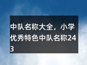 中隊(duì)名稱大全，小學(xué)優(yōu)秀特色中隊(duì)名稱243條