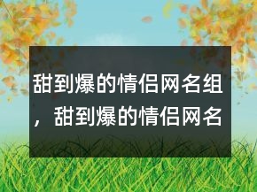 甜到爆的情侶網(wǎng)名組，甜到爆的情侶網(wǎng)名二字218條
