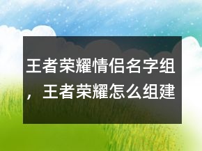 王者榮耀情侶名字組，王者榮耀怎么組建情侶233條