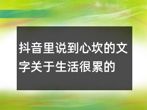 抖音里說到心坎的文字關于生活很累的文案208條
