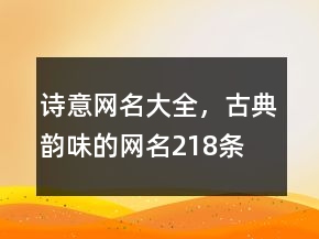 詩意網(wǎng)名大全，古典韻味的網(wǎng)名218條