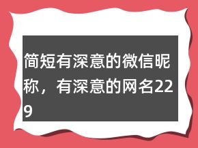 簡(jiǎn)短有深意的微信昵稱，有深意的網(wǎng)名229條