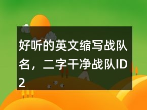 好聽的英文縮寫戰(zhàn)隊名，二字干凈戰(zhàn)隊ID222條