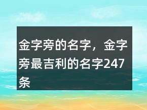 金字旁的名字，金字旁最吉利的名字247條