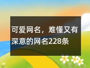 可愛網(wǎng)名，難懂又有深意的網(wǎng)名228條