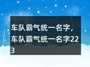 車隊(duì)霸氣統(tǒng)一名字，車隊(duì)霸氣統(tǒng)一名字223條