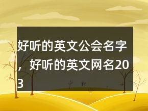 好聽(tīng)的英文公會(huì)名字，好聽(tīng)的英文網(wǎng)名203條