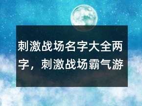 刺激戰(zhàn)場名字大全兩字，刺激戰(zhàn)場霸氣游戲名字226條