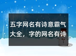 五字網(wǎng)名有詩意霸氣大全，字的網(wǎng)名有詩意古風(fēng)201條