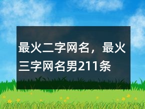 最火二字網(wǎng)名，最火三字網(wǎng)名男211條