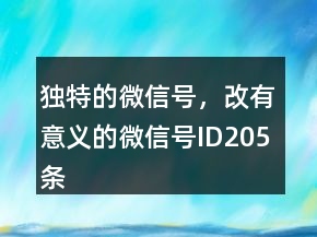 獨(dú)特的微信號(hào)，改有意義的微信號(hào)ID205條
