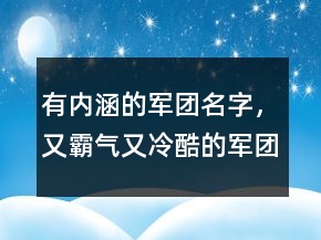 有內(nèi)涵的軍團(tuán)名字，又霸氣又冷酷的軍團(tuán)名237條