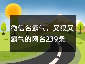 微信名霸氣，又狠又霸氣的網(wǎng)名239條