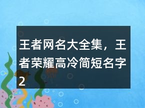 王者網(wǎng)名大全集，王者榮耀高冷簡(jiǎn)短名字250條