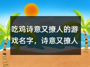 吃雞詩意又撩人的游戲名字，詩意又撩人的游戲名字243條