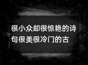 很小眾卻很驚艷的詩句很美很冷門的古詩句222條