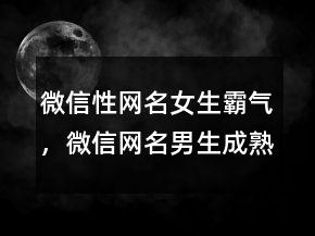 微信性網(wǎng)名女生霸氣，微信網(wǎng)名男生成熟穩(wěn)重226條