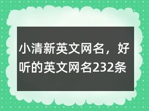 小清新英文網(wǎng)名，好聽的英文網(wǎng)名232條