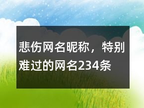 悲傷網(wǎng)名昵稱，特別難過的網(wǎng)名234條
