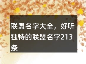 聯(lián)盟名字大全，好聽(tīng)獨(dú)特的聯(lián)盟名字213條