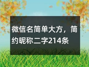 微信名簡(jiǎn)單大方，簡(jiǎn)約昵稱二字214條