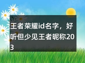 王者榮耀id名字，好聽但少見王者昵稱203條