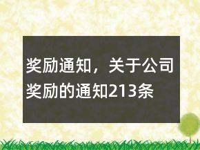 獎(jiǎng)勵(lì)通知，關(guān)于公司獎(jiǎng)勵(lì)的通知213條