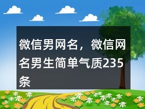 微信男網(wǎng)名，微信網(wǎng)名男生簡單氣質(zhì)235條