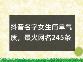 抖音名字女生簡單氣質(zhì)，最火網(wǎng)名245條