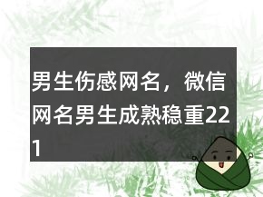 男生傷感網(wǎng)名，微信網(wǎng)名男生成熟穩(wěn)重221條