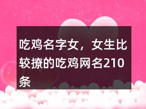 吃雞名字女，女生比較撩的吃雞網(wǎng)名210條
