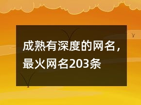 成熟有深度的網(wǎng)名，最火網(wǎng)名203條