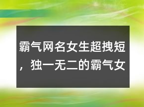 霸氣網(wǎng)名女生超拽短，獨一無二的霸氣女網(wǎng)名224條