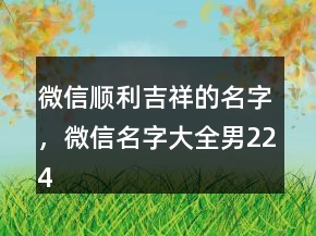 微信順利吉祥的名字，微信名字大全男224條