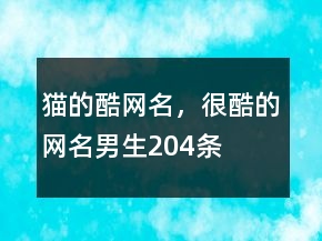 貓的酷網(wǎng)名，很酷的網(wǎng)名男生204條