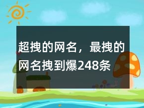 超拽的網(wǎng)名，最拽的網(wǎng)名拽到爆248條