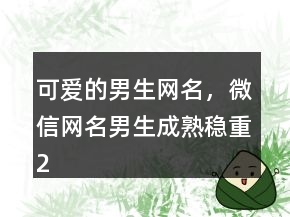 可愛的男生網(wǎng)名，微信網(wǎng)名男生成熟穩(wěn)重225條