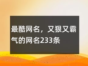 最酷網(wǎng)名，又狠又霸氣的網(wǎng)名233條