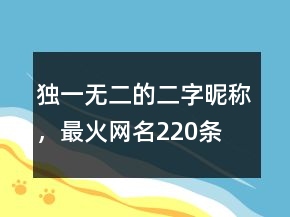 獨(dú)一無二的二字昵稱，最火網(wǎng)名220條