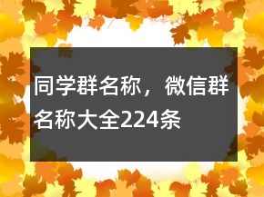 同學(xué)群名稱，微信群名稱大全224條