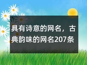 具有詩意的網(wǎng)名，古典韻味的網(wǎng)名207條