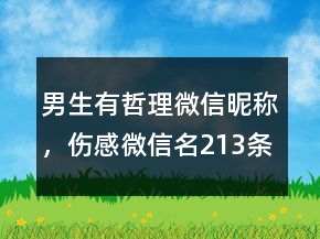 男生有哲理微信昵稱，傷感微信名213條