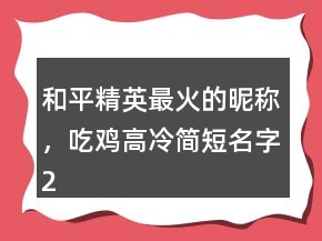 和平精英最火的昵稱，吃雞高冷簡短名字200條