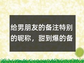 給男朋友的備注特別的昵稱，甜到爆的備注247條