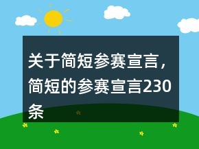 關(guān)于簡短參賽宣言，簡短的參賽宣言230條