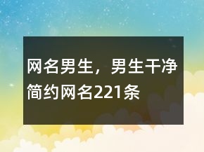 網(wǎng)名男生，男生干凈簡約網(wǎng)名221條