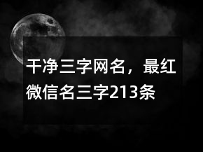 干凈三字網(wǎng)名，最紅微信名三字213條