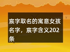 宸字取名的寓意女孩名字，宸字含義202條